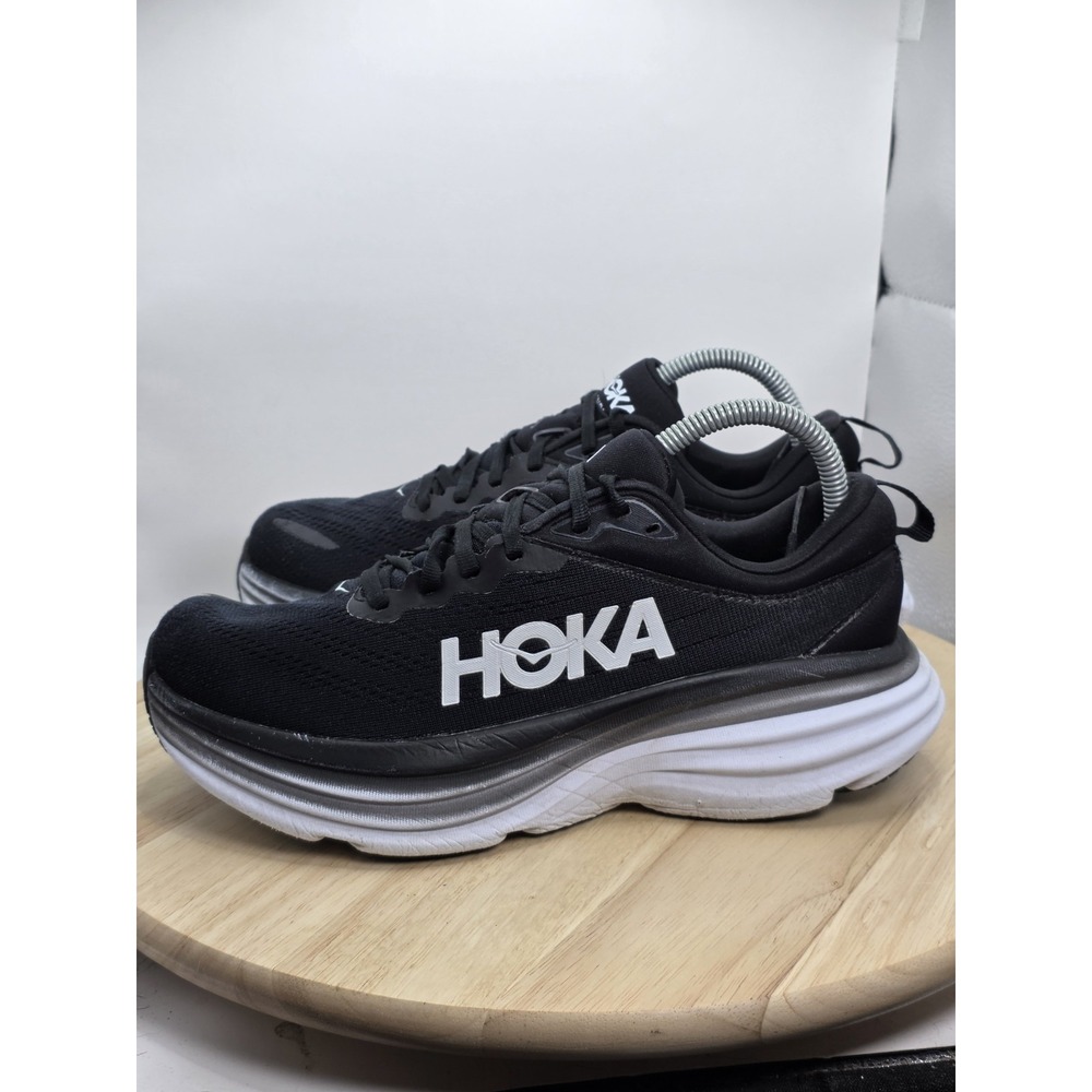Women Size 8.5 - HOKA Bondi 8 Sneakers 1127952-BWHT Black Shoes Sport Athletic